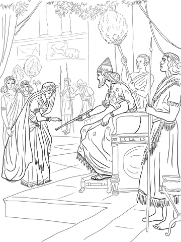 Esther And King Xerxes Coloring Page